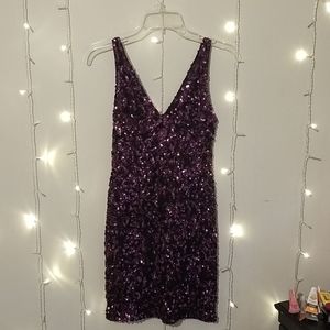 Purple Sequin Mini Dress